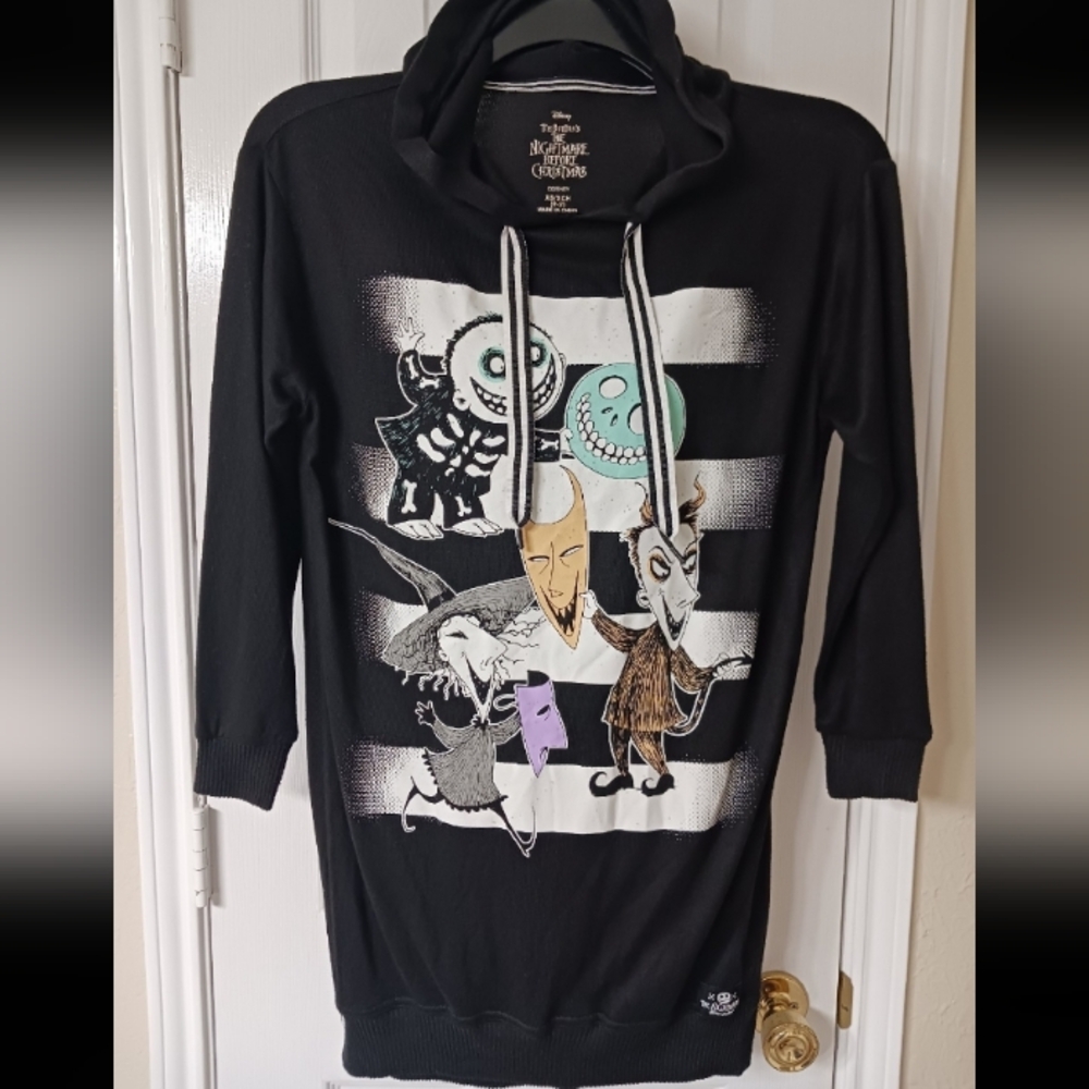 Disney Nightmare Before Christmas Women's Hooded Sleepshirt XS Pajamas Size XS